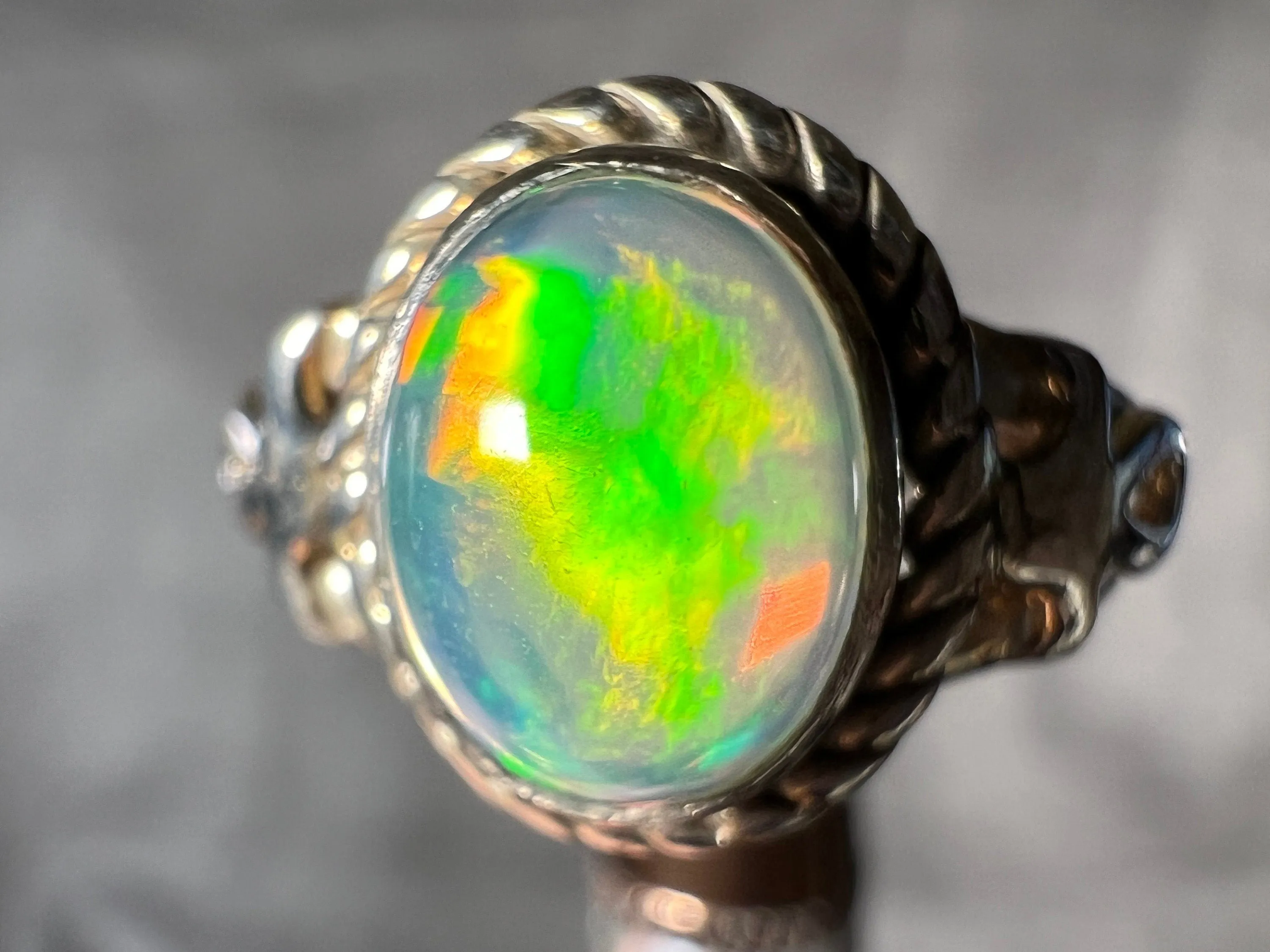 OPAL RING - Sterling Silver, Size 5 - Ethiopian Opal Rings for Women, Bridal Jewelry, Welo Opal, 51737