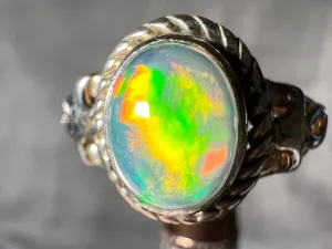 OPAL RING - Sterling Silver, Size 5 - Ethiopian Opal Rings for Women, Bridal Jewelry, Welo Opal, 51737