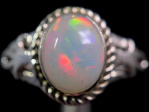OPAL RING - Sterling Silver, Size 9.5 - Ethiopian Opal Rings for Women, Bridal Jewelry, Welo Opal, 49172