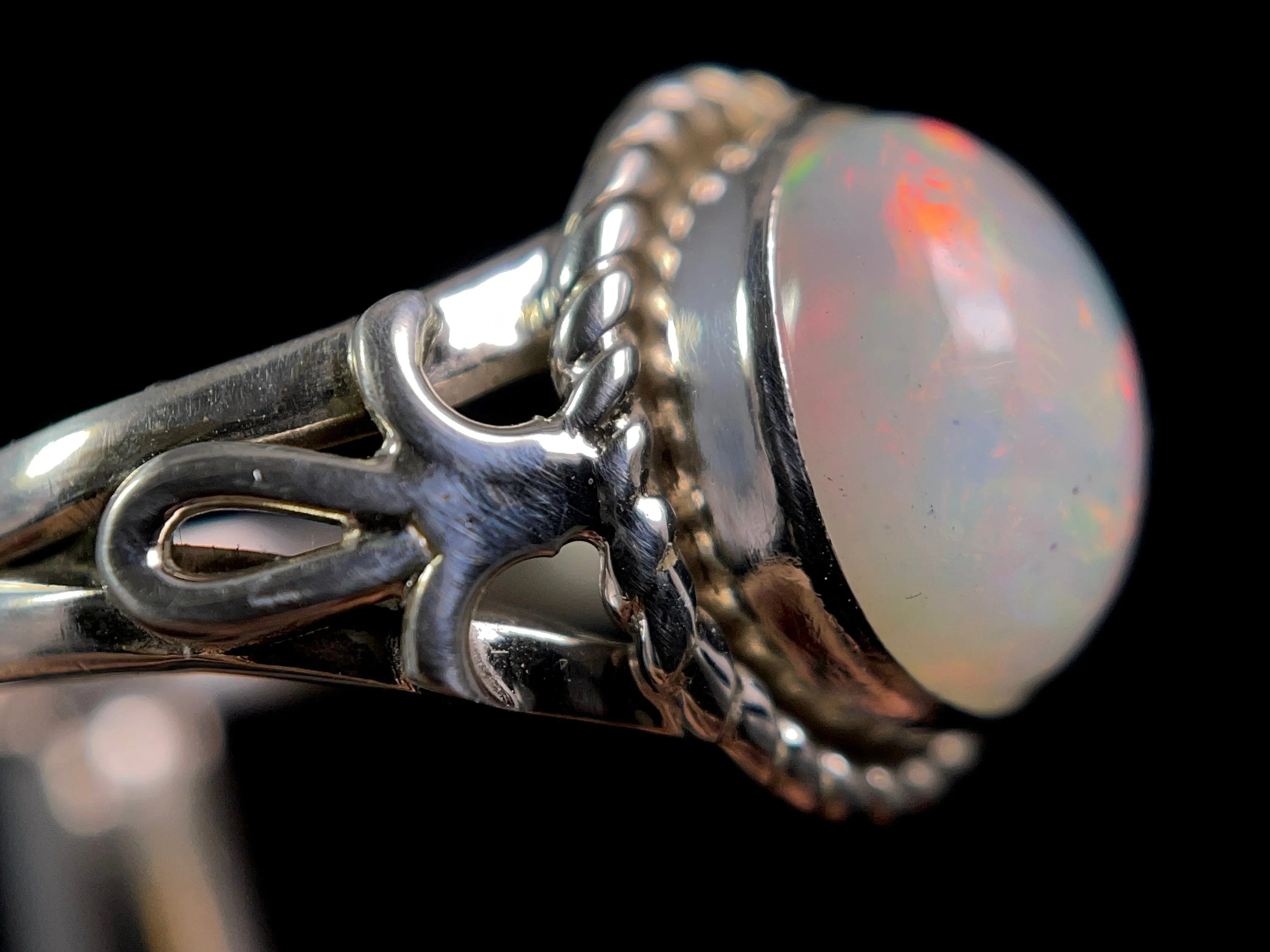 OPAL RING - Sterling Silver, Size 9.5 - Ethiopian Opal Rings for Women, Bridal Jewelry, Welo Opal, 49172