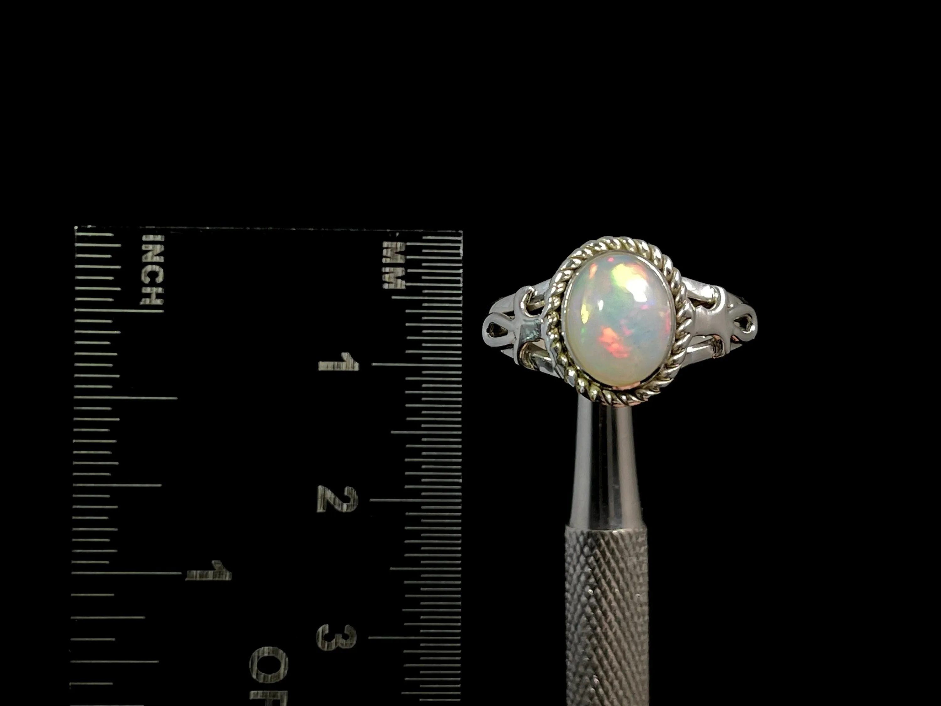 OPAL RING - Sterling Silver, Size 9.5 - Ethiopian Opal Rings for Women, Bridal Jewelry, Welo Opal, 49172