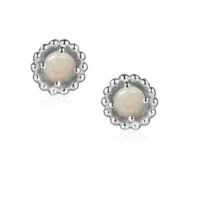 Opal Silver Birthstone Earrings - Oct