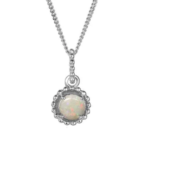Opal Silver Pendant Oct Birthstone