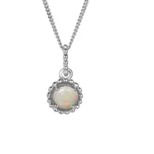 Opal Silver Pendant Oct Birthstone