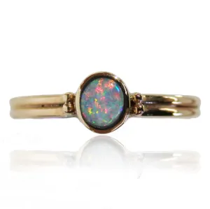 Orange Pink Boulder Opal Ring