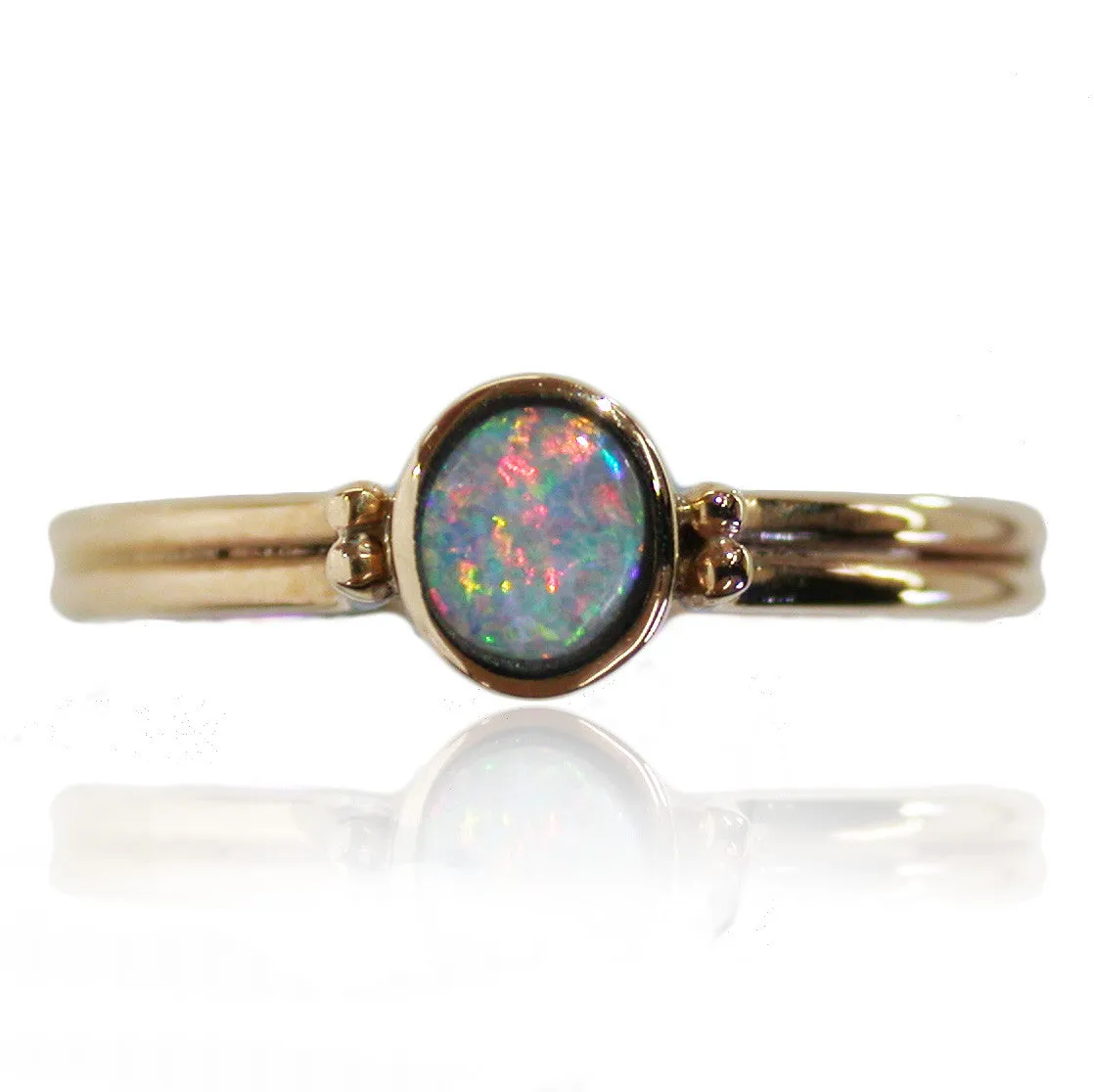 Orange Pink Boulder Opal Ring