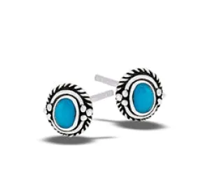 Oval Turquoise Braided Granulation Silver Stud