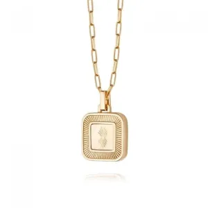Palm Leaf Square Locket 18ct Gold Plated Necklace LK02_GP