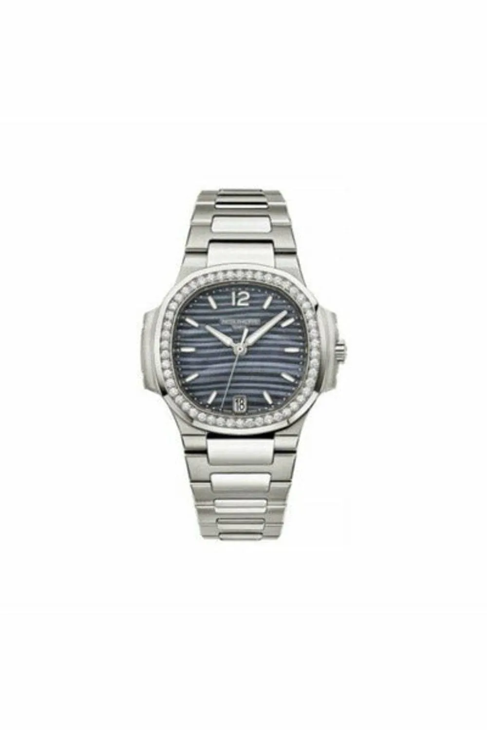 patek philippe nautilus 7018/1a-010 stainless steel blue tinted mop dial ladies watch
