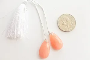 Peach Moonstone Pear Shape Matching Pair Briolette | 13x25mm | Side Drill | Hand Polished Natural Moonstone | Beadsforyourjewellery