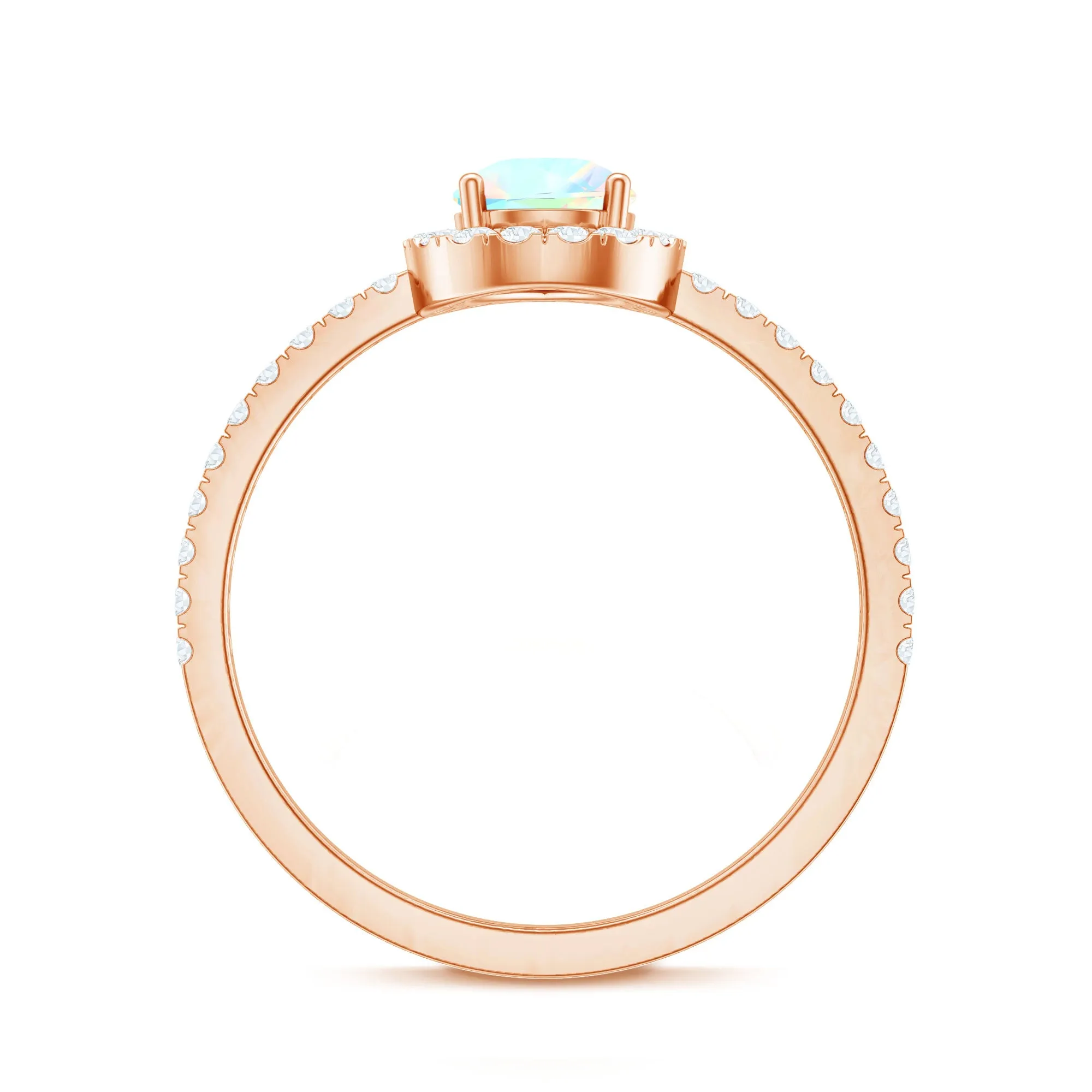 Pear Shaped Ethiopian Opal Halo Engagement Ring with Diamond