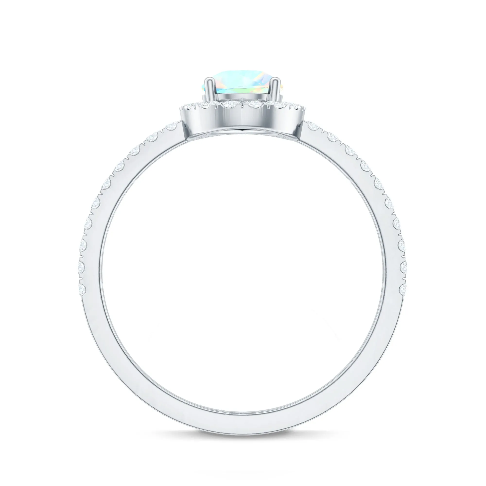 Pear Shaped Ethiopian Opal Halo Engagement Ring with Diamond