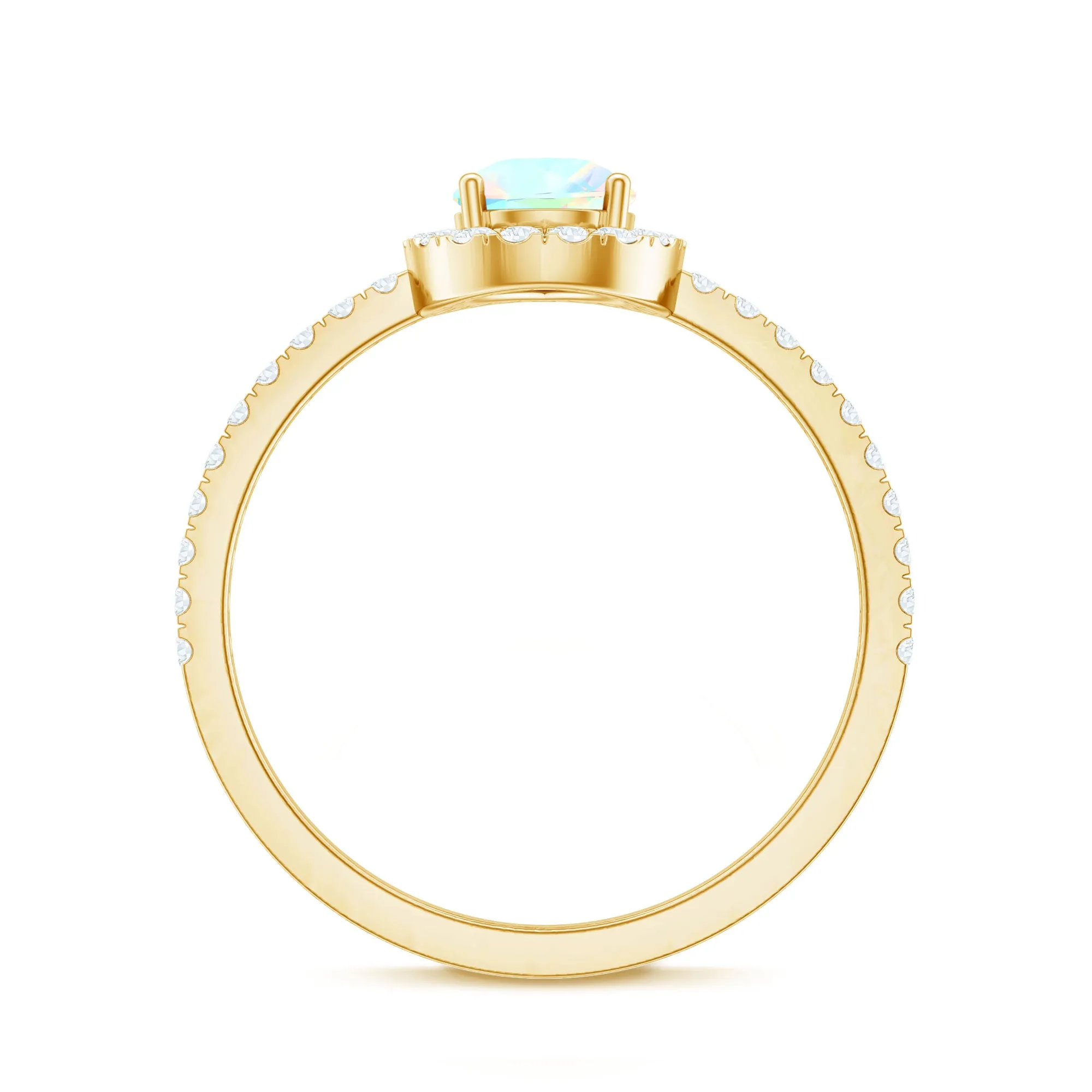 Pear Shaped Ethiopian Opal Halo Engagement Ring with Diamond