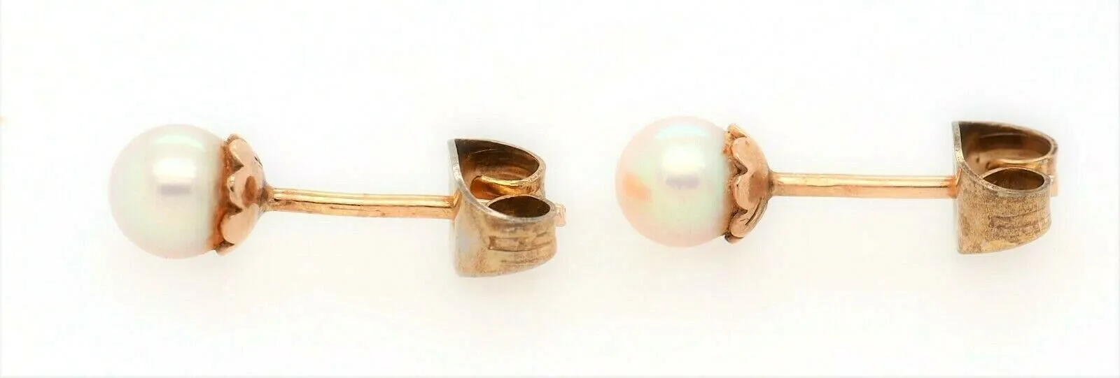 Pearl & 9ct Yellow Gold Stud Earrings Fine Elegant Jewellery Pierced Ears