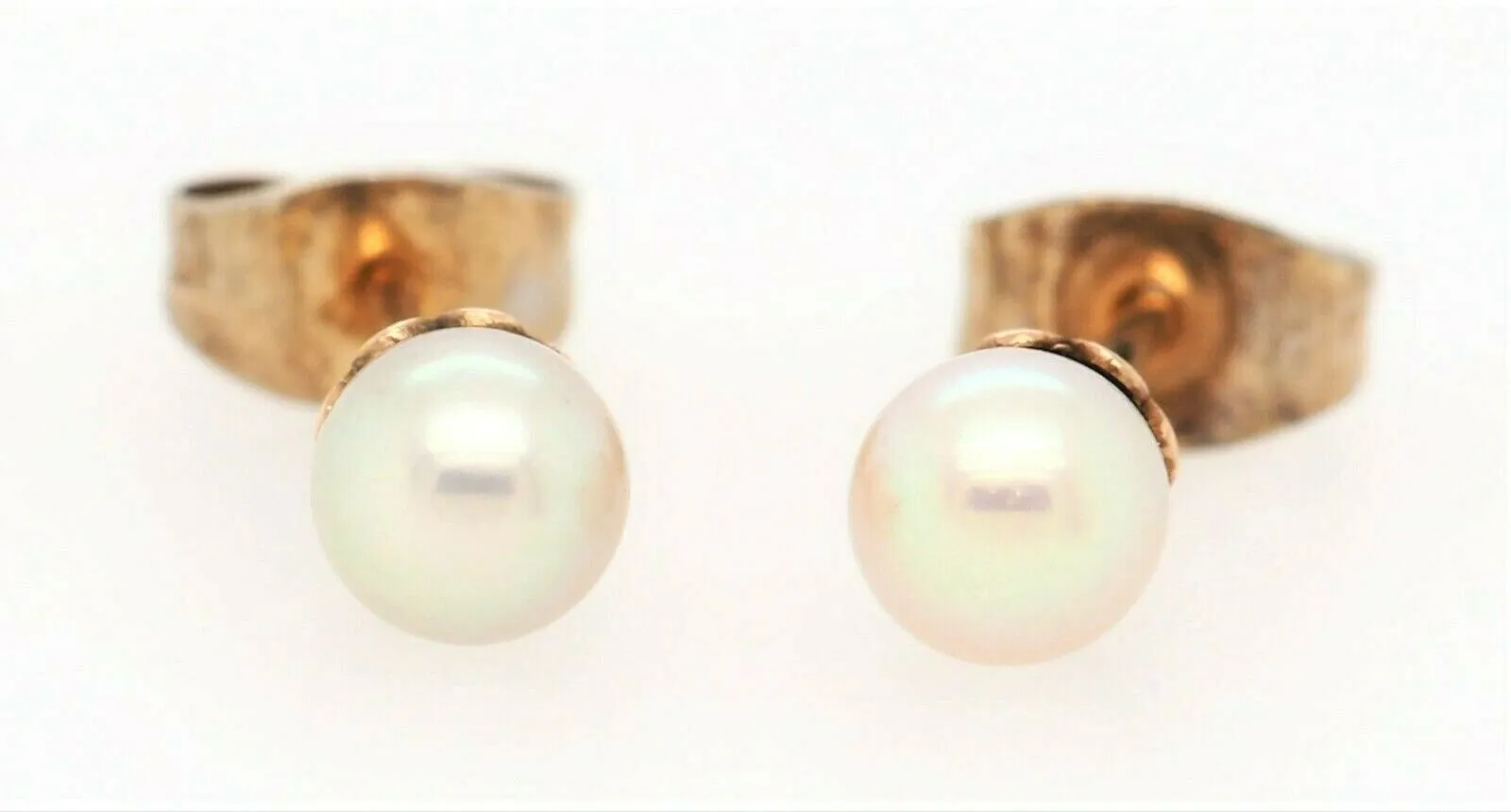 Pearl & 9ct Yellow Gold Stud Earrings Fine Elegant Jewellery Pierced Ears