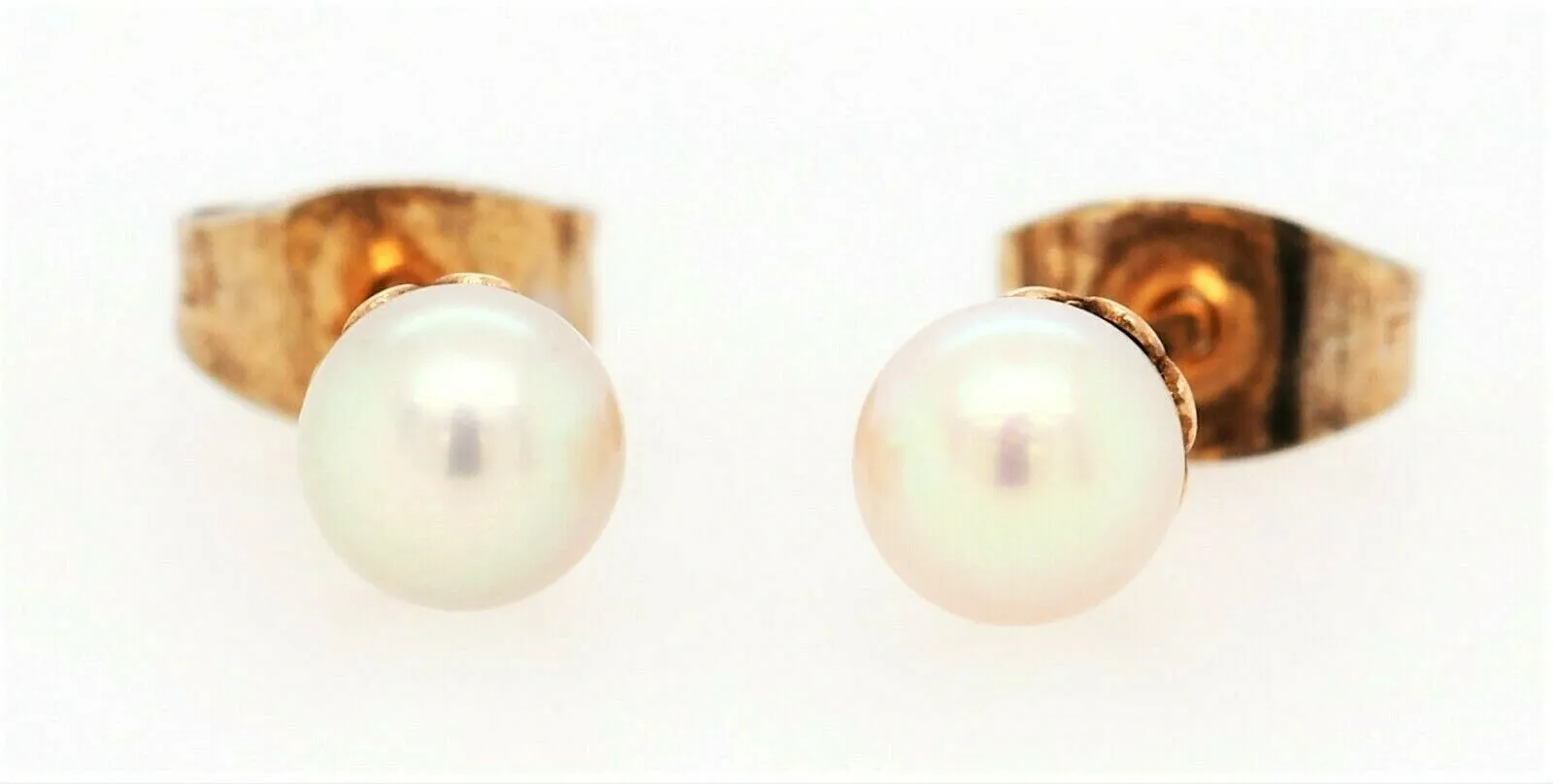 Pearl & 9ct Yellow Gold Stud Earrings Fine Elegant Jewellery Pierced Ears