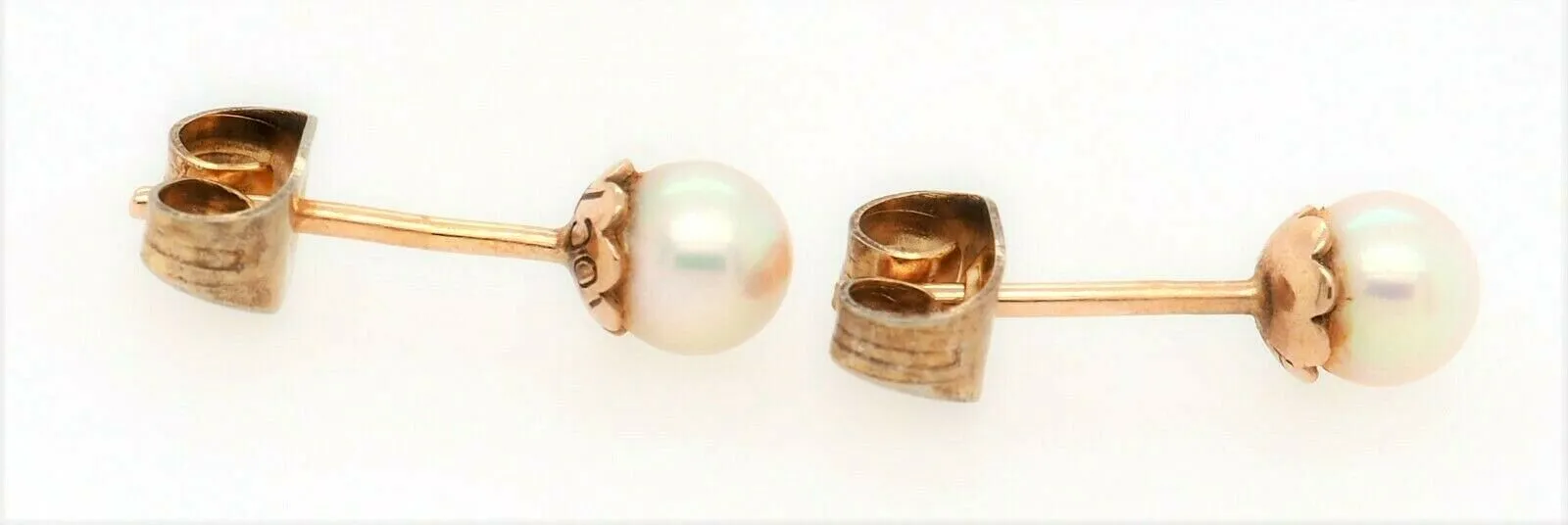 Pearl & 9ct Yellow Gold Stud Earrings Fine Elegant Jewellery Pierced Ears