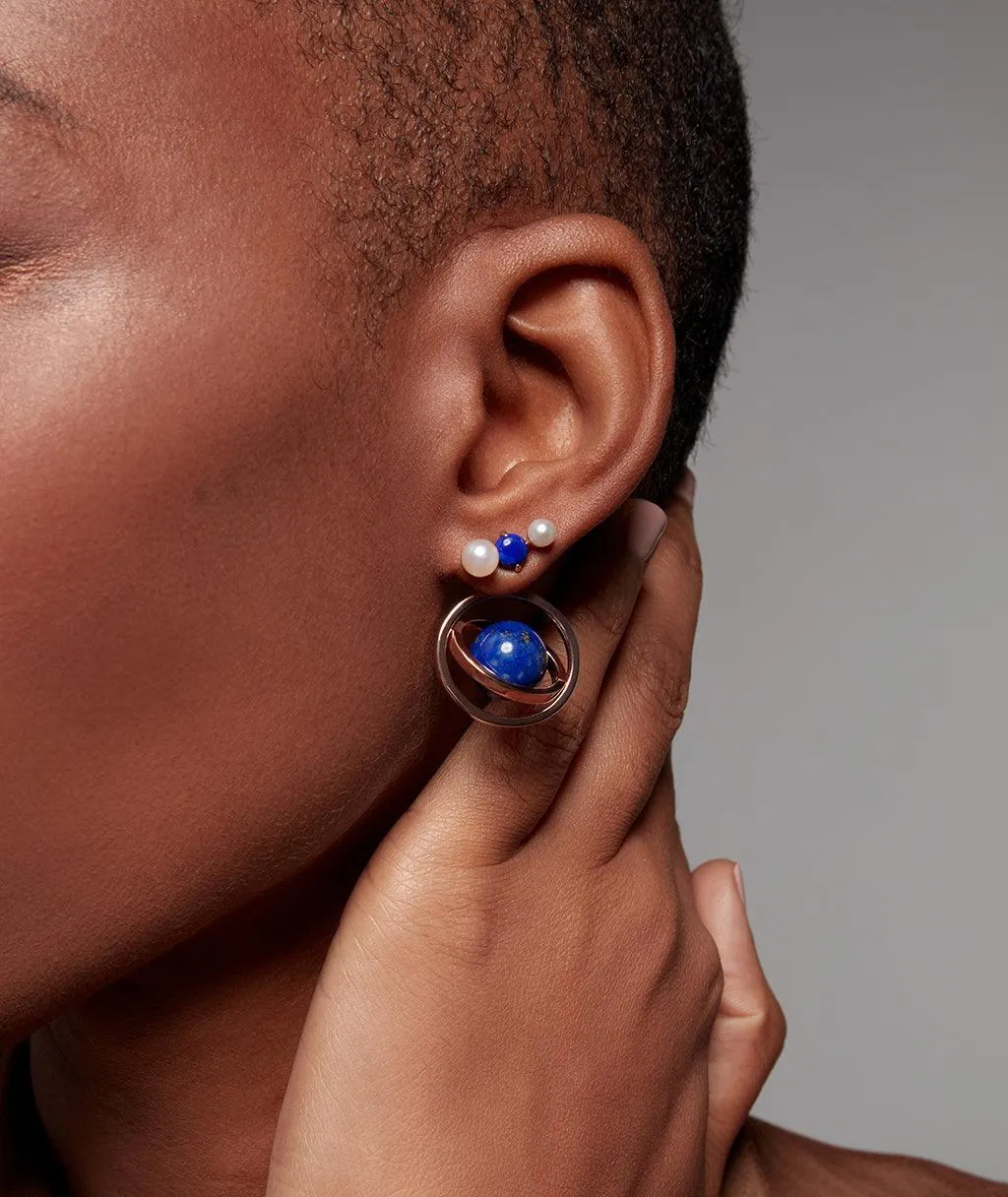 Pearl & Lapis Cluster Tri-Stud