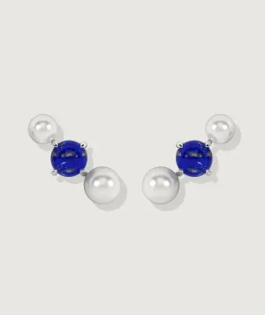 Pearl & Lapis Cluster Tri-Stud