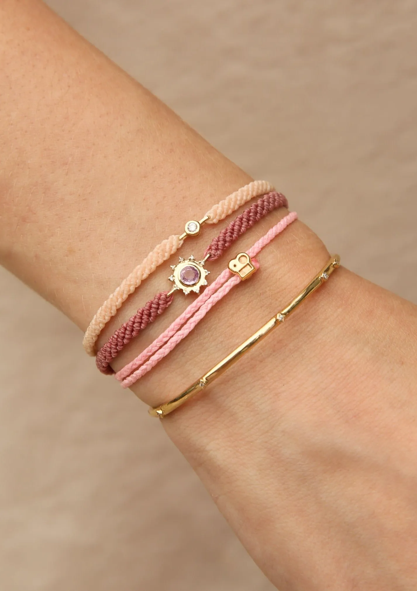 Pink Sapphire Sunshine Macrame Bracelet