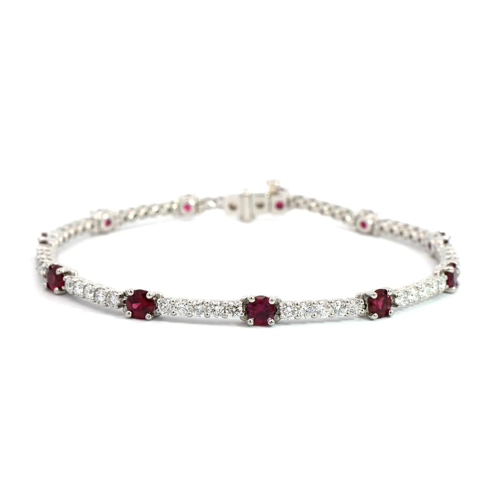 Platinum Ruby & Diamond Line Bracelet