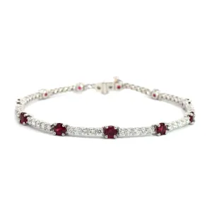 Platinum Ruby & Diamond Line Bracelet