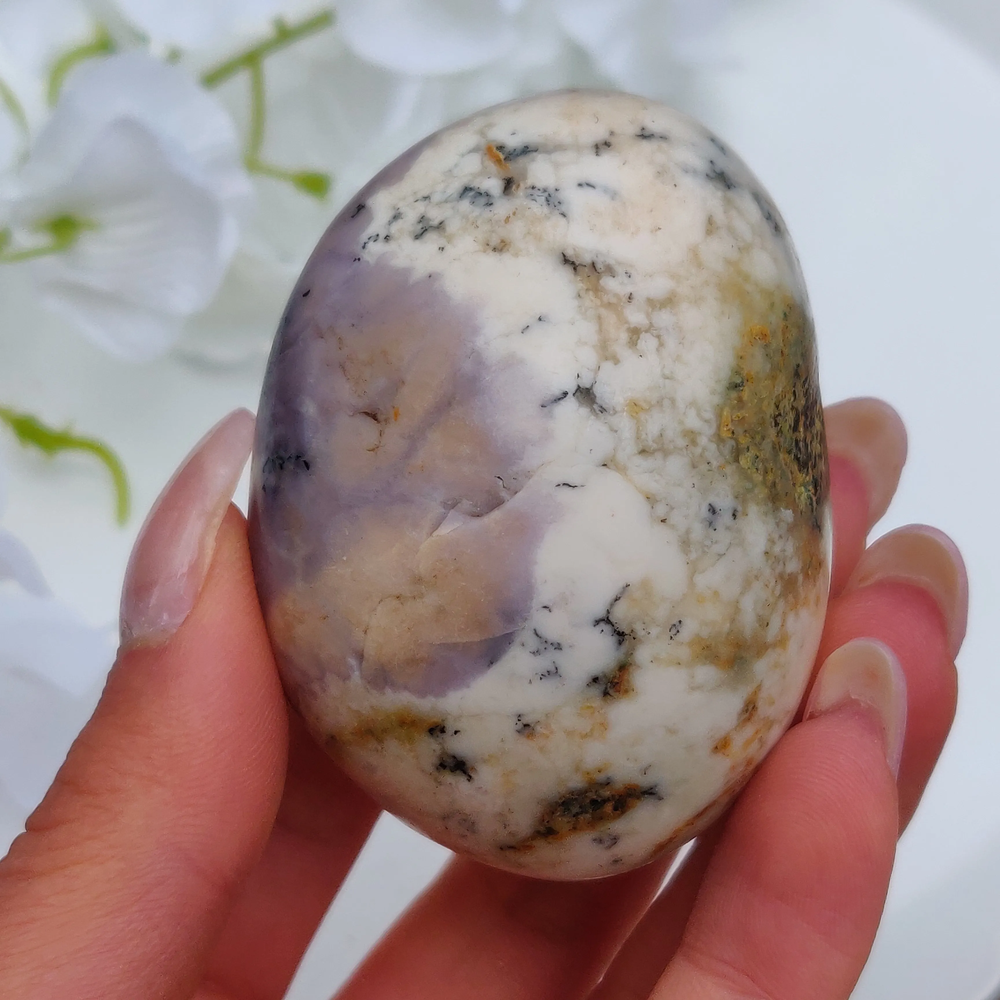 Purple Dendritic Opal  Palm Stone (#34)