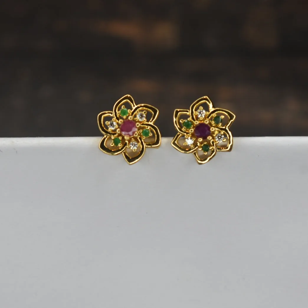 "Glamour Defined: Elevate Your Style with Asp Fashion 24K Gold Plated CZ Stud Earrings"