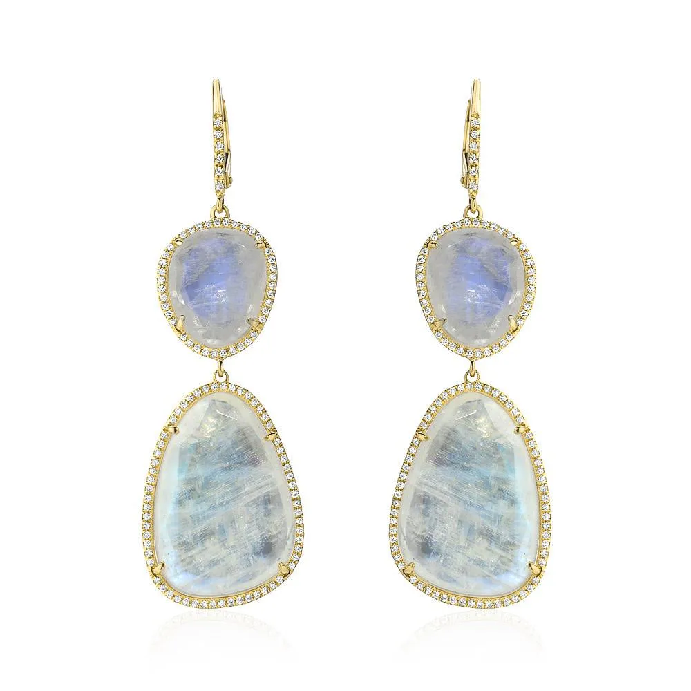 Rainbow Moonstone Double Dangle Earrings
