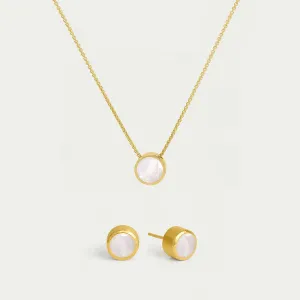 Rainbow Moonstone Studs and Necklace Set