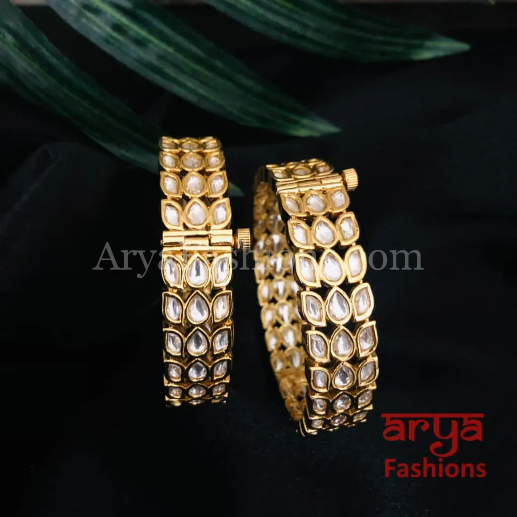 Rajwadi Pacchi Kundan Openable Kada Bangles