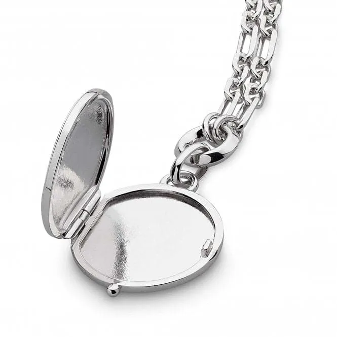 Revival Astoria Round Locket 22" Figaro Chain Necklace 90439RP