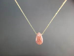 Rhodochrosite Pear Pendant Necklace