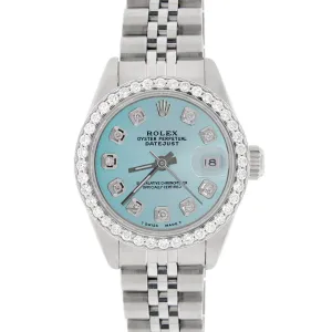 Rolex Datejust Ladies 26mm Diamond Bezel/Baby Blue Dial Jubilee Steel Watch TFJ-142508118