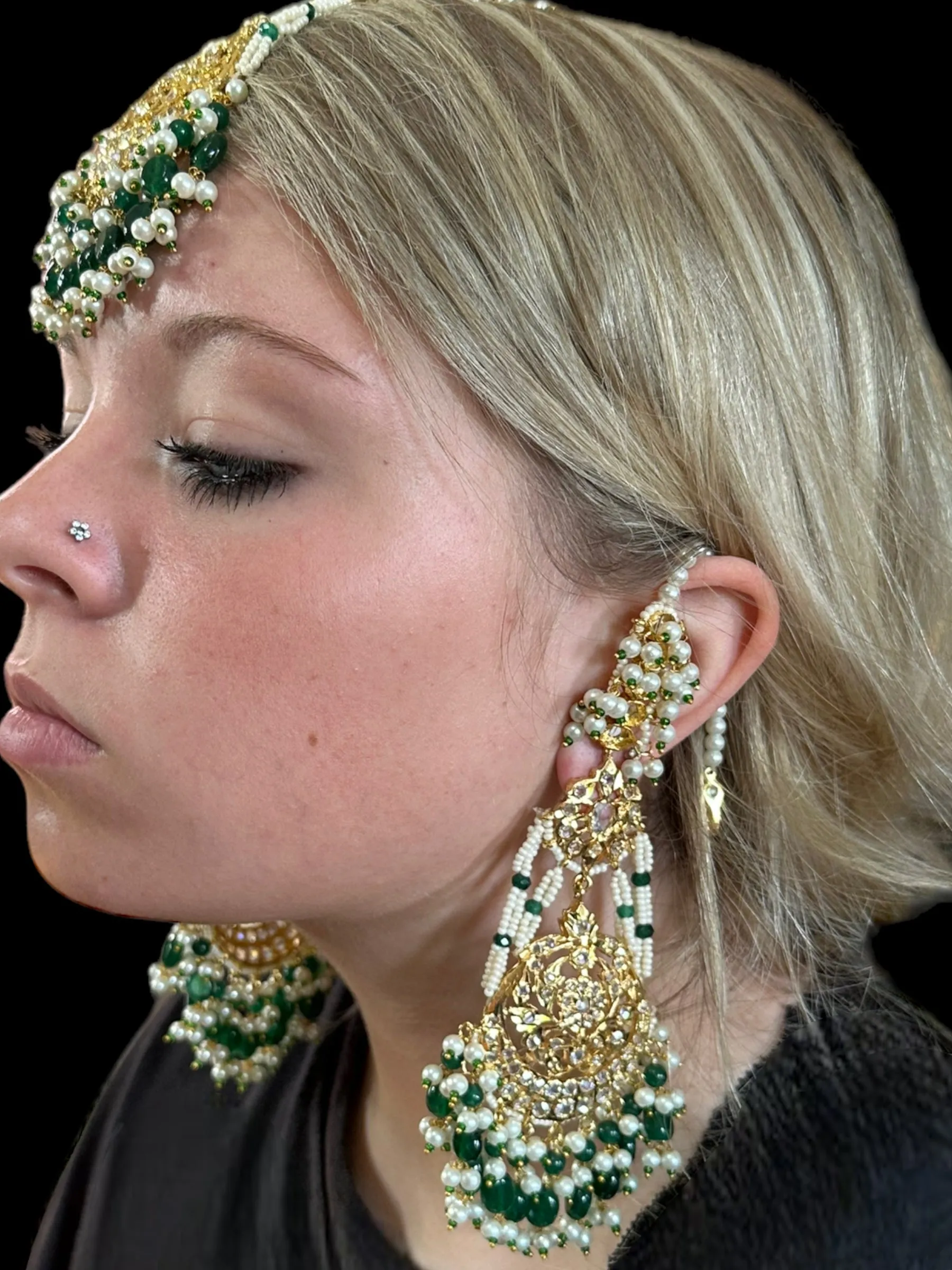 Romana earrings tika in green ( READY TO SHIP )