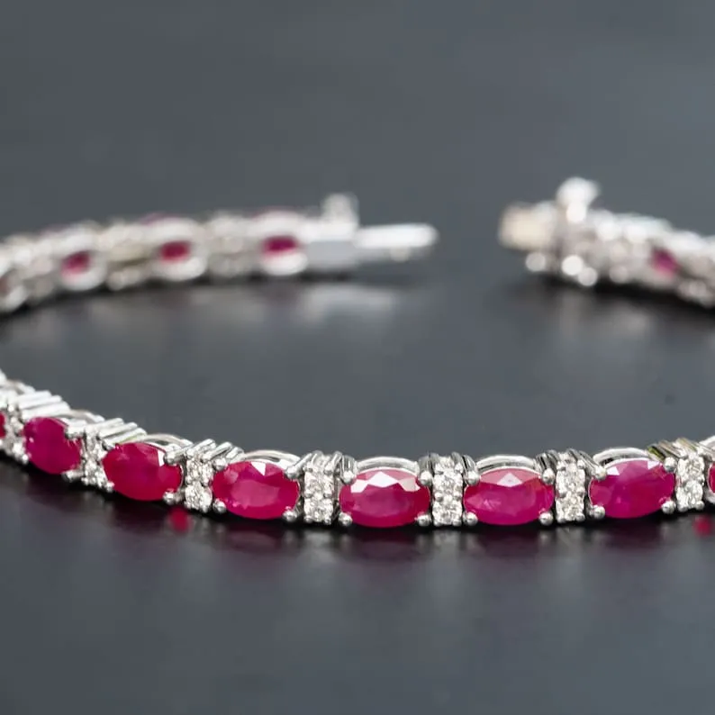 Ruby bracelet for women, wedding jewelry, Anniversary Gift, birthday Gift for wife