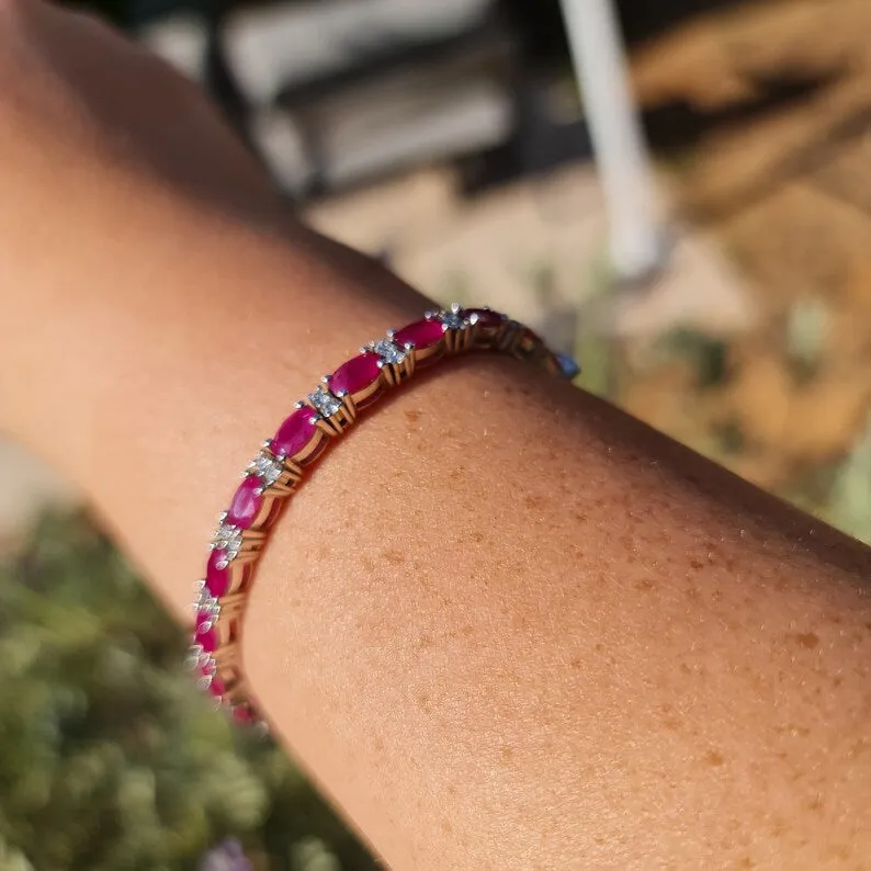 Ruby bracelet for women, wedding jewelry, Anniversary Gift, birthday Gift for wife