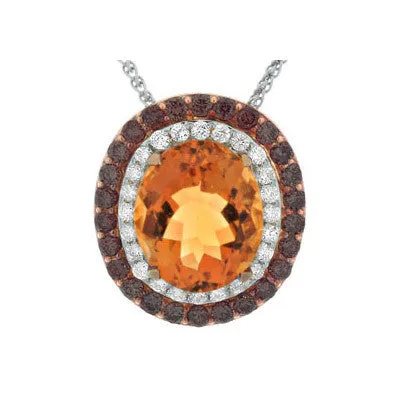 Sandra Biachi 14K Yellow Gold Citrine Diamond Pendant CH1501
