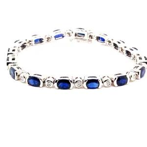 Sapphires and Diamond Bezel Set Bracelet