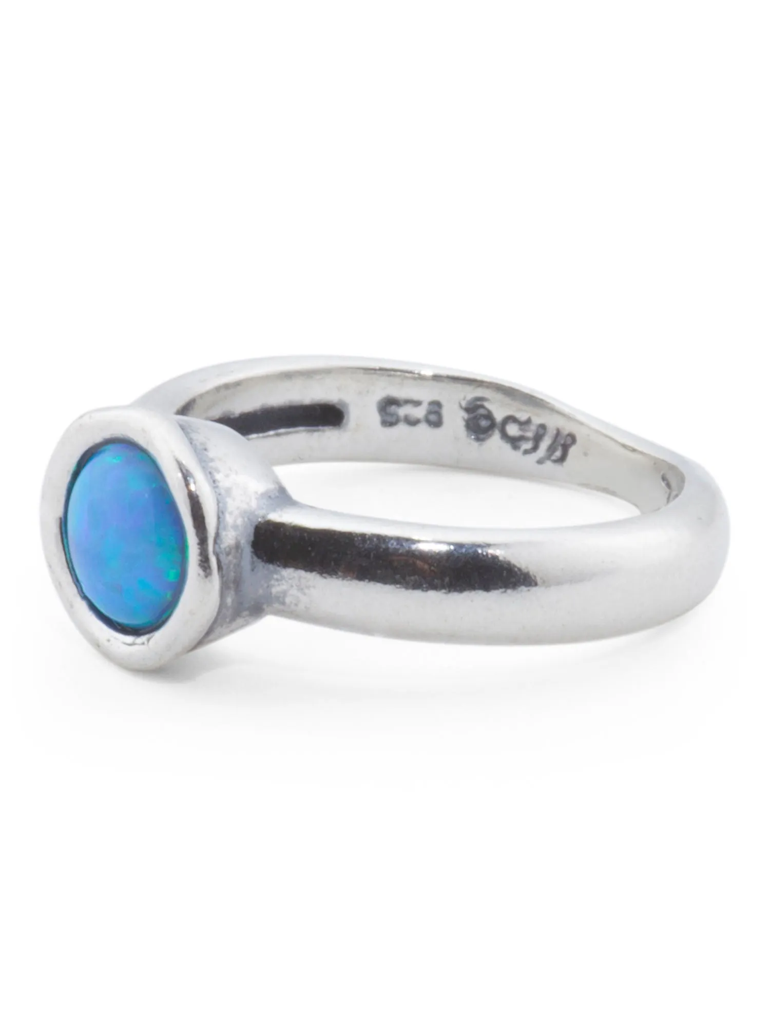 SHABLOOL Made In Israel Sterling Silver Stone Band Ring - Size 7
