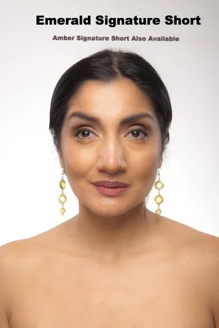 Signature Temptress Earrings- (Amber or Emerald Shades)