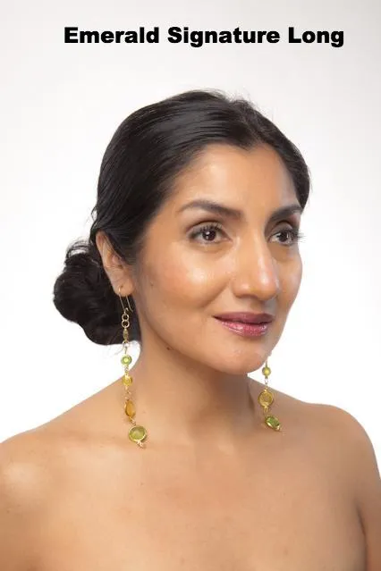 Signature Temptress Earrings- (Amber or Emerald Shades)