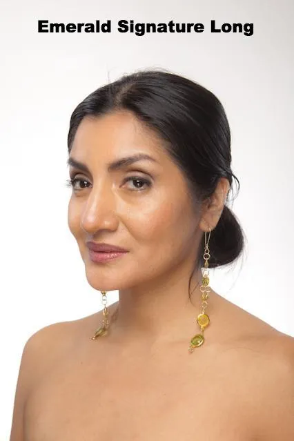 Signature Temptress Earrings- (Amber or Emerald Shades)