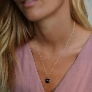 Silver Necklace with Black Obsidian Crystal