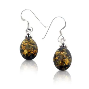 Simple Oval Baltic Amber Sterling Silver Hook Earrings