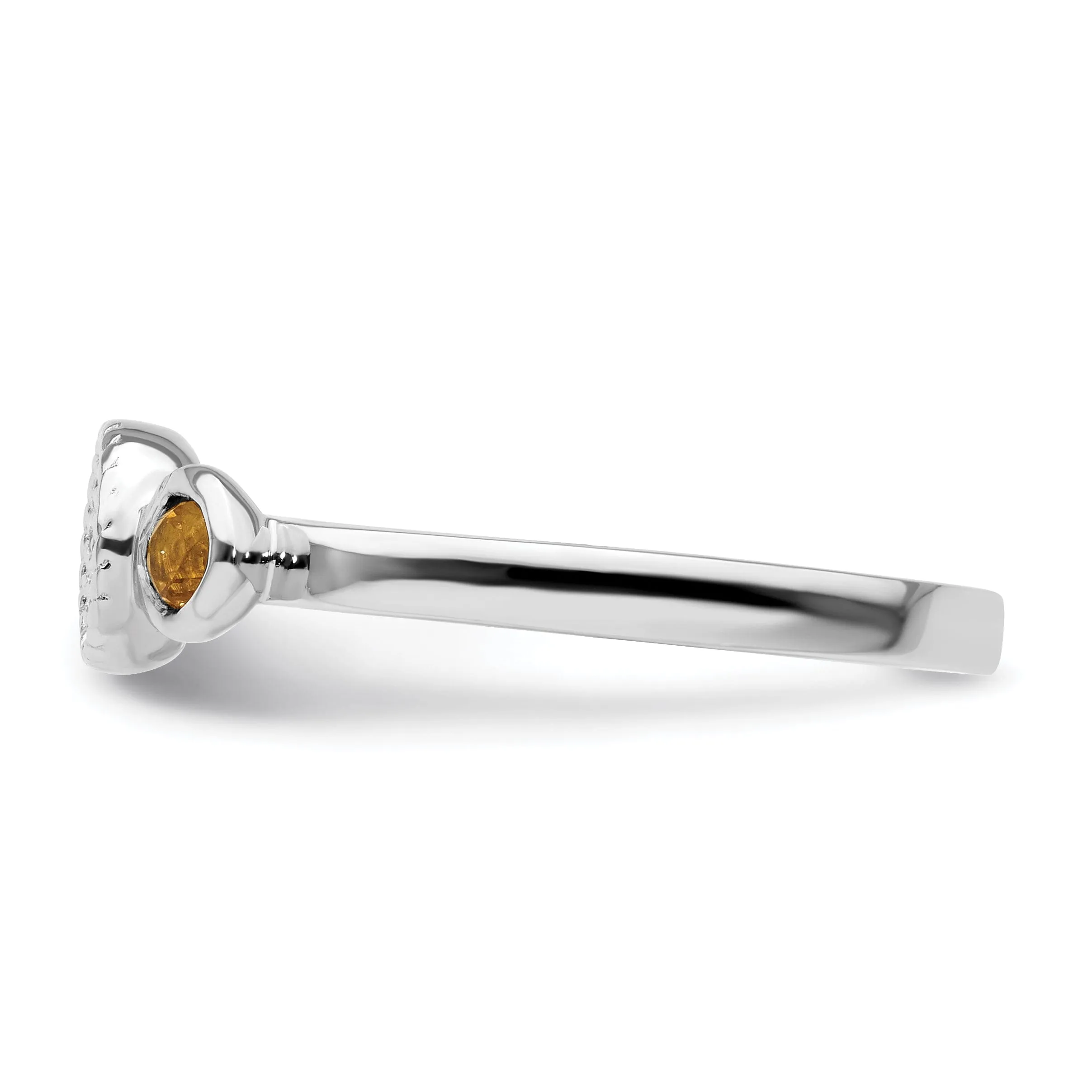 Sterling Silver Double Round Citrine/Diamond Ring