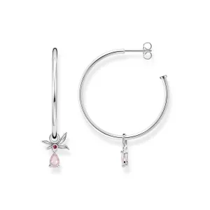 STERLING SILVER MAGIC GARDEN LEAF HOOP EARRINGS