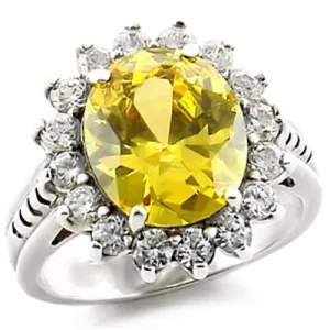 Sterling Silver Ring AAA GRD CZ Citrine 31218 for Women Style High