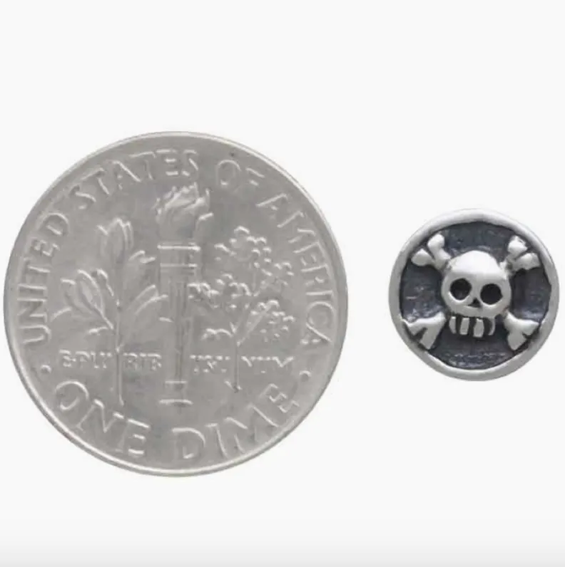 Sterling Silver Skull   Crossbones Stud Earrings