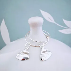Sterling Silver Swan Hoop Earrings